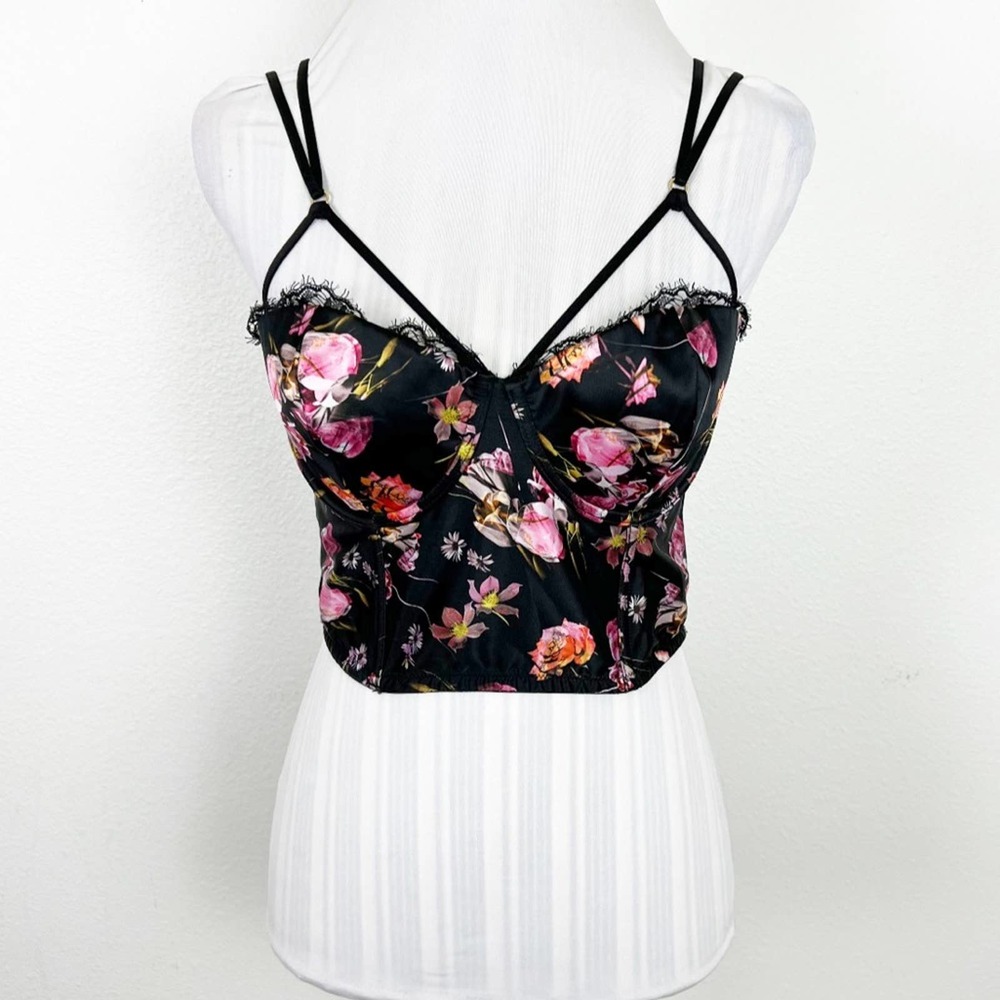 Victoria’s Secret Satin Lace Trim Bustier Top Size 34D